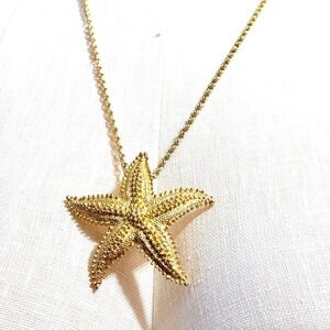 Gold Starfish Pendant 23"  Necklace - Women Jewelry